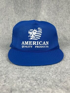 Vintage American Quality Products Blue Mesh Trucker Snapback Hat